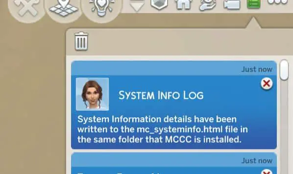 System Info Log Confirmation
